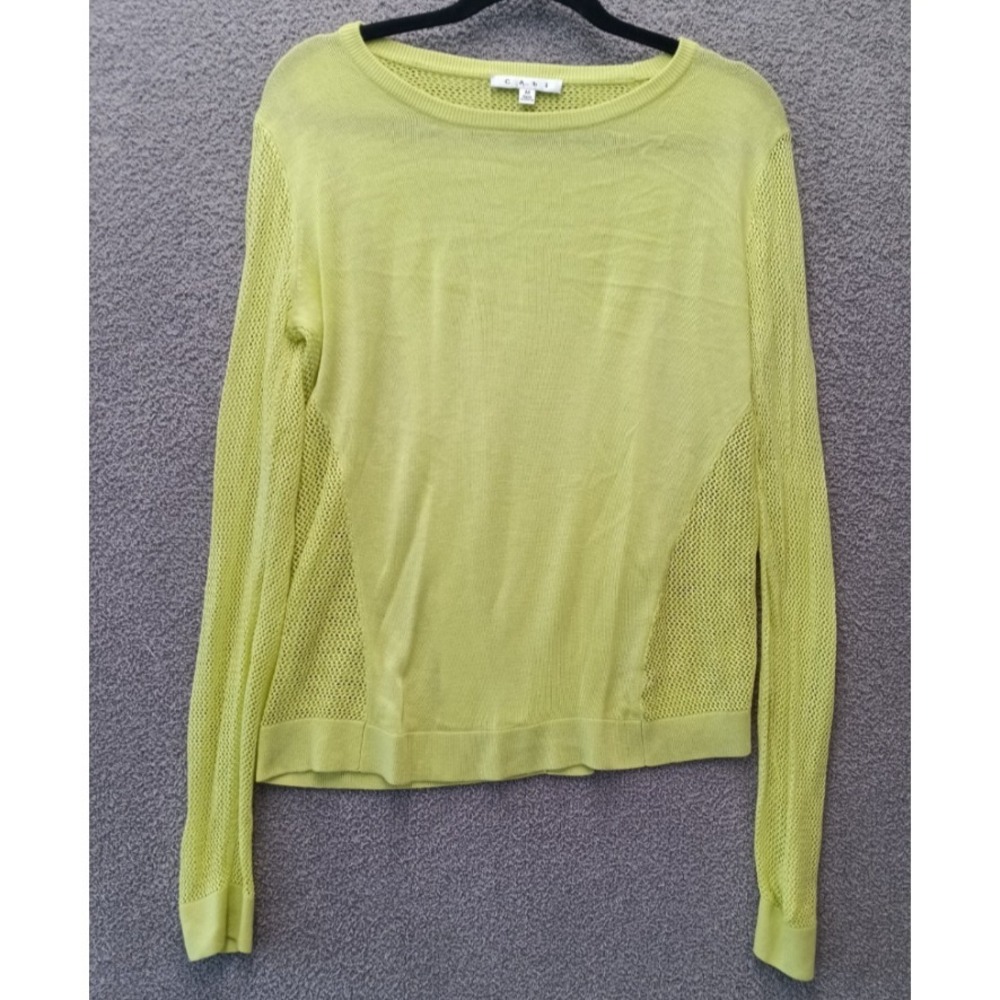 CAbi Yellow Open Knit Sweater Women‎ M Long Sleeve Lightweight Pullover Beach